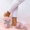 thumbnail image 4 of JUSLIO Slippers for Women Fuzzy Plush Flat Sole Non Slip Indoor House Slippers Closed Toe Slide Slippers, 4 of 7
