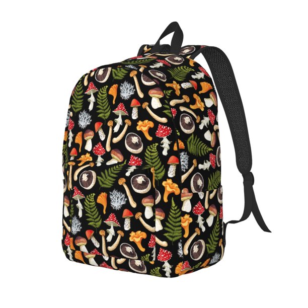 Disketp Mushrooms Mochila de Lona Estampada, Mochila Escolar de Viaje Ligera para Estudiantes y Portátil-Small