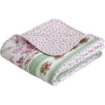 thumbnail image 4 of Cozy Line Home Fashions Floral Bloom Stripe Garden Vines Pink Blue Green Cotton Throw Blanket, 4 of 6