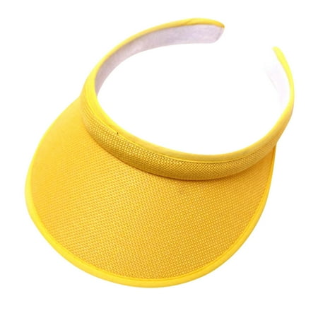 Mepaouo No Headache Women's Sun Visor Round Brim Outdoor Golf Tennis Baseball Hats Headwear(Yellow)