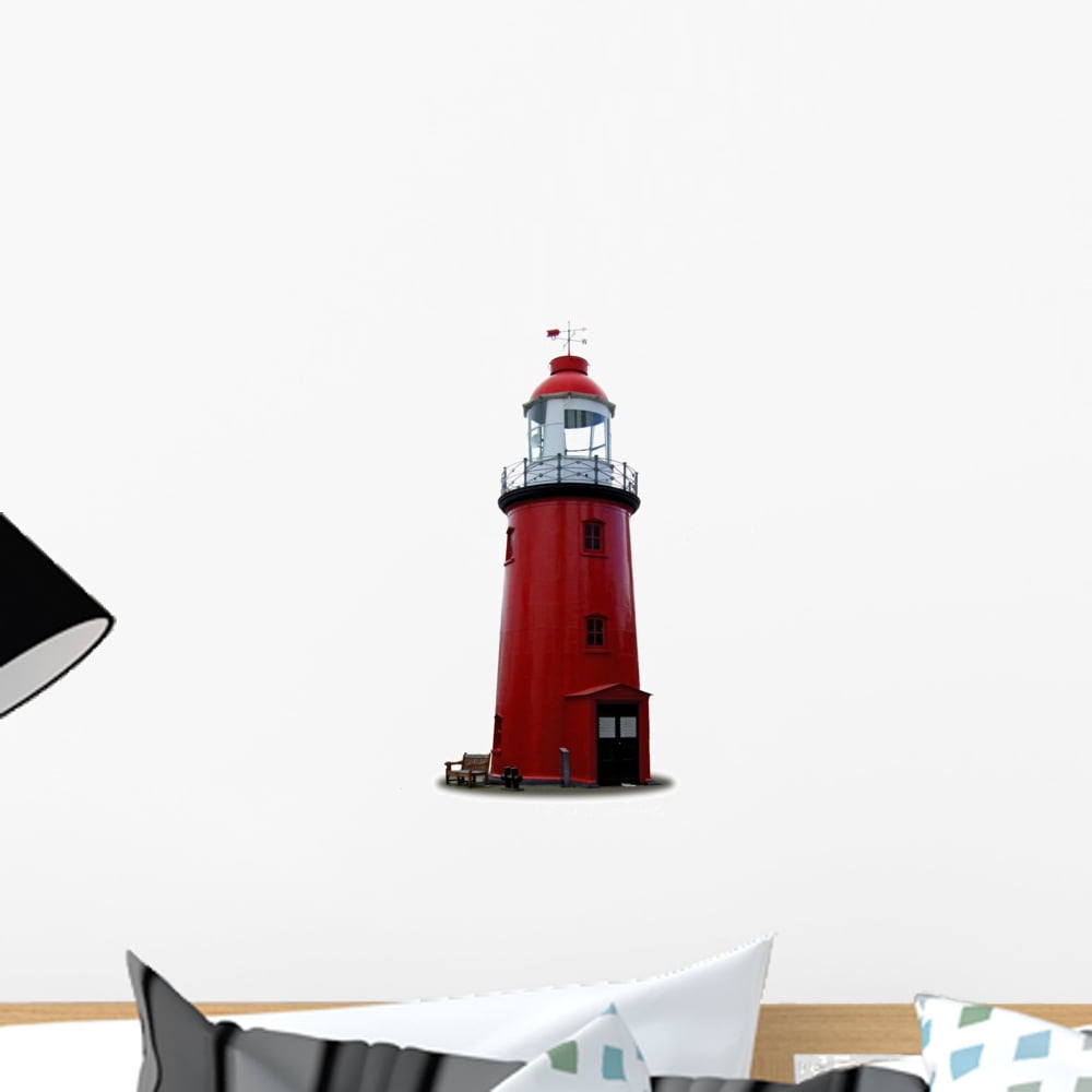 Red Lighthouse Wall Mural by Wallmonkeys Peel and Stick Graphic (18 in
