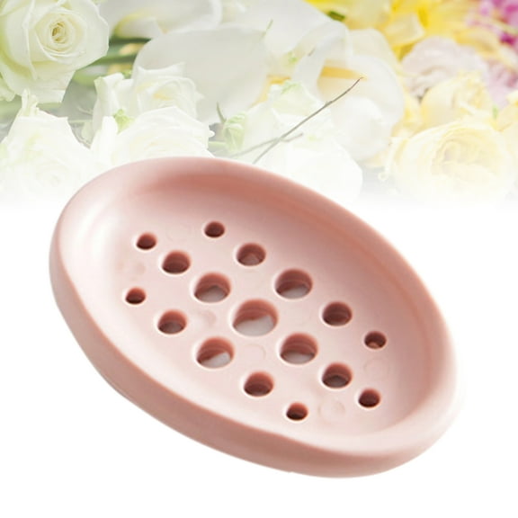 STRANDCHIC Cute Draining Rack Soap Box Pink Oval Shape Bathroom Soap Tray
