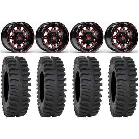 Fuel Lethal Red 15 Wheels 35 XT400 Tires Can-Am Commander Maverick Renegade Outlander Defender