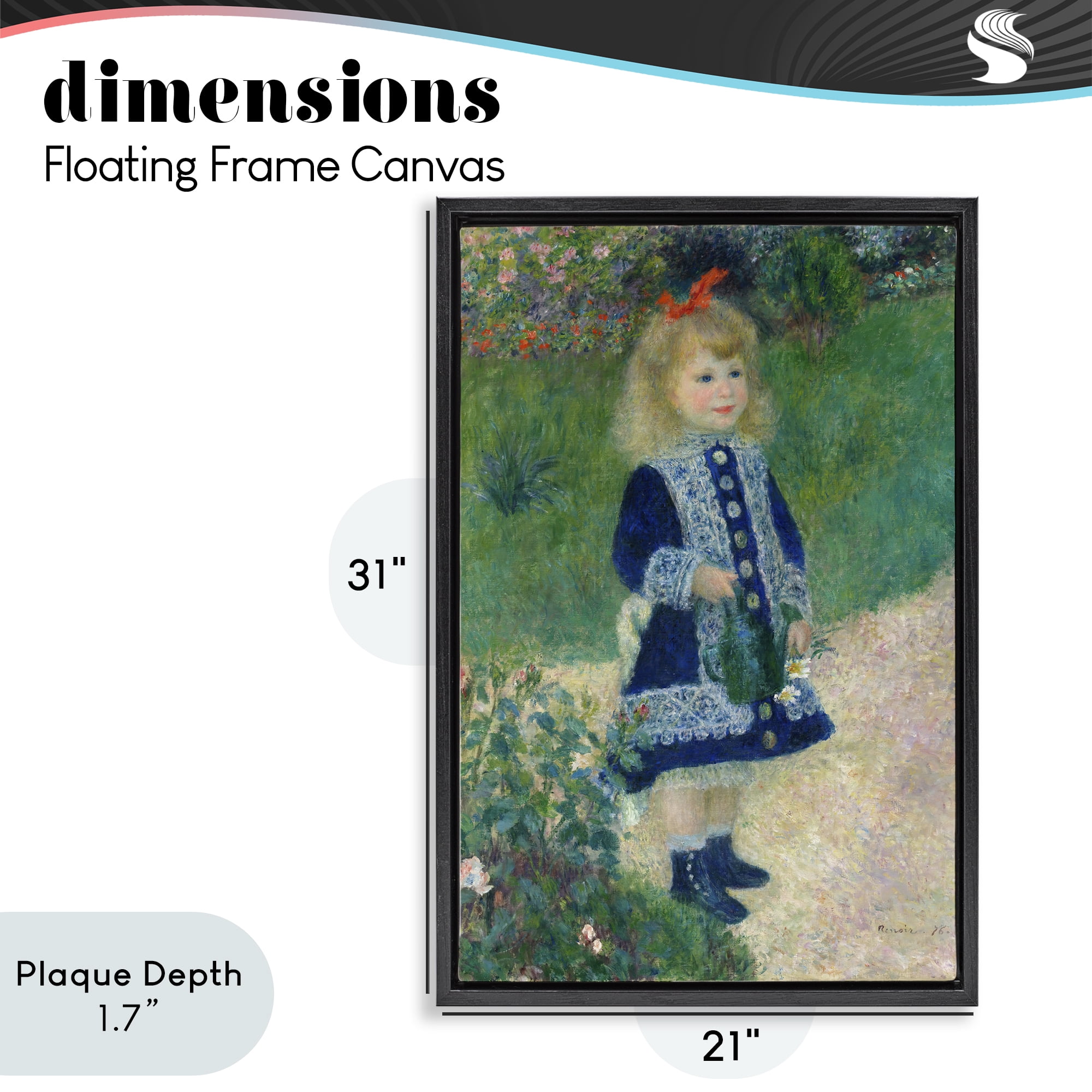 Stupell Industries Girl With Watering Can Black Framed Floater Canvas Wall Art, design by Tina LeCour