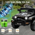 thumbnail image 2 of Lumiparty 12V Ride On Toy, Kids Ride On Truck Car with Remote Control, Steering Wheel Music, Kid Electric Vehicles with Led Lights, 2 Speeds, for Age 3-5, Black, 2 of 7