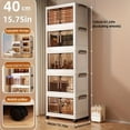 thumbnail image 5 of Typpkmm 4/5-Tier Heavy-Duty Plastic Folding Storage Cabinet with Lid - Foldable Stackable Shelving Unit, Wheeled Container, 5 of 5