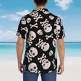 thumbnail image 4 of Pofeuu black white Skull bone Print Hawaiian Shirt for Men Sleeves Casual Button Down Summer Beach Dress Shirts T-Shirts,Medium, 4 of 7