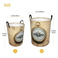 thumbnail image 4 of KLL Magnetic Old Compass On World Map Waterproof Foldable Laundry Hamper Bucket with Handles for Storage Bin,Kids Room,Home Organizer (Medium ), 4 of 7