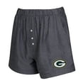 thumbnail image 2 of Women's Concepts Sport  Charcoal Green Bay Packers Two-Pack Stripes and Solids Boxer Shorts Set, 2 of 5