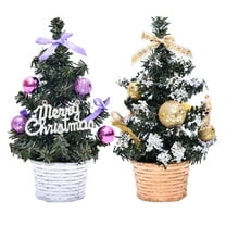 Gymnture christmas 2Pcs Pre-Lit Artificial Xmas Trees with Base - 20cm Purple/Golden A