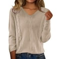 thumbnail image 2 of Womens Pullover Sweaters 2025 Casual Long Sleeve V Neck Lightweight Loose Knit Tops Camel S, 2 of 9