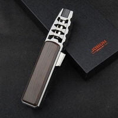 Encendedor con caja de regalo, (gas no incluido) Encendedor de antorcha ajustable a prueba de viento recargable de butano para cigarrillos, cigarros, barbacoa, camping, soldadura al aire