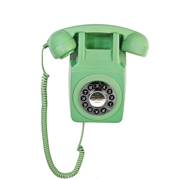 Wall Telephone, Corded Landline Phone for Home, Wall Mounted Retro Telephone, 1960s Old Fashion Antique Phones, Single Line Analog Trimline Phone with Loud Ringer for Seniors (Green)
