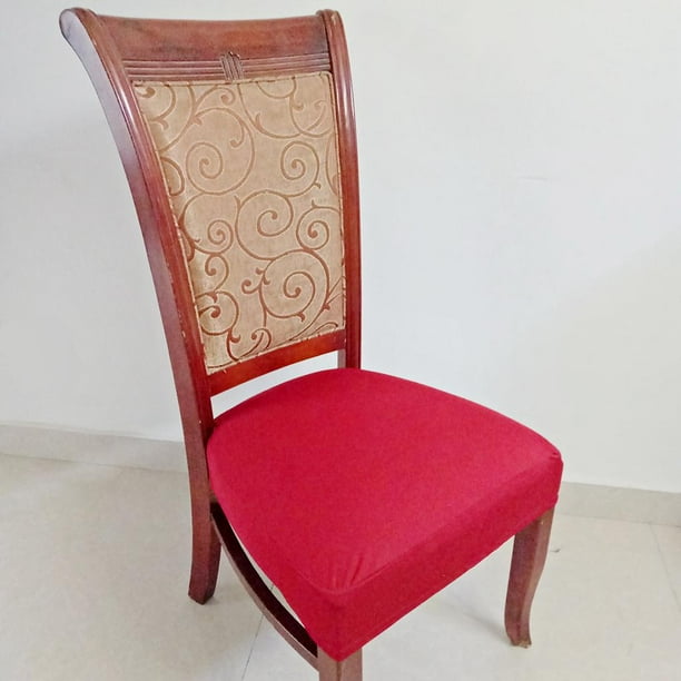 Funda de Asiento Elástica para Silla de Comedor con Hebilla Invisible de Bloqueo, Resistencia a Arrugas rojo BLESIY Cubierta de asiento de silla de comedor
