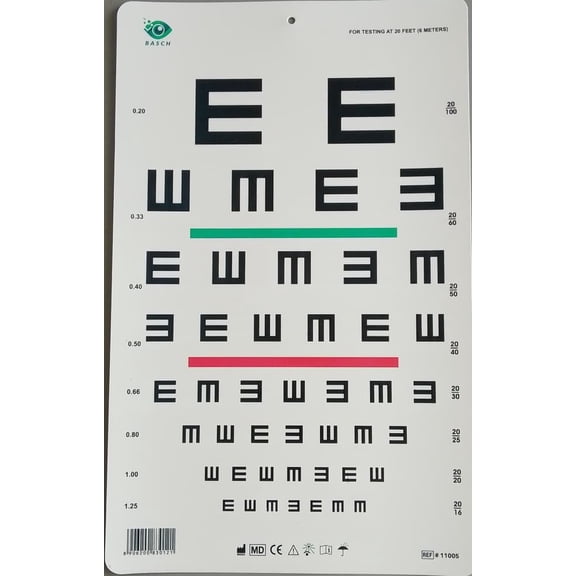 BASCH Tumbling E with Red Green Bar Visual Acuity Test 3m / 10ft