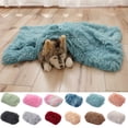 thumbnail image 2 of Dog Bed Mat Pet Cat Dog Plush Soft Warm Cushion Pet Washable Candy Colored Blanket Kennel Puppy Pet Cat Dog Supplies (Light Blue,M 80x53cm), 2 of 7