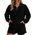thumbnail image 2 of GZWYHT Sweatshirt and Shorts Set Cute Lounge Sets for Women Sweat Shorts Set Bride Sweatsuit Matching Sweat Set Sweater Sets for Women Leisure Wear Sets for Women 2 Piece Sets for Women Black 2XL, 2 of 7