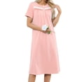 thumbnail image 6 of Akafmk Tshirt Nightgowns for Women Cottons Pajamas Dress Crew Neck Short Sleeve Nightshirts Solid Below-the-Knee Sleepwear Nightdress, Sizes L, 6 of 6