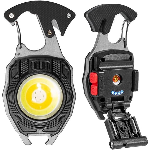 1Pack Multi Tool Keychains with Electric Lighter, Seat Belt Cutter, Screwdriver, Light, Screwdriver, Whistle, 7 Lighting Modes, 1000 Lumens for Hiking, Outdoor, Survival Tool