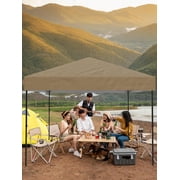 10x10 Pop Up Canopy Tent Outdoor Canopy One-Person Set Up Heavy Duty Commercial Instant Tent Shelter, 0-Sidewall+Khaki