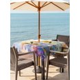thumbnail image 4 of Square Outdoor Tablecloth with Umbrella Hole Blue Yellow Dragonfly Outside Table Cloth Waterproof Patio Table Cover Watercolor Spring Flowers Zipper Tablecloths for Picnic Party Camping 60x60 Inch, 4 of 8