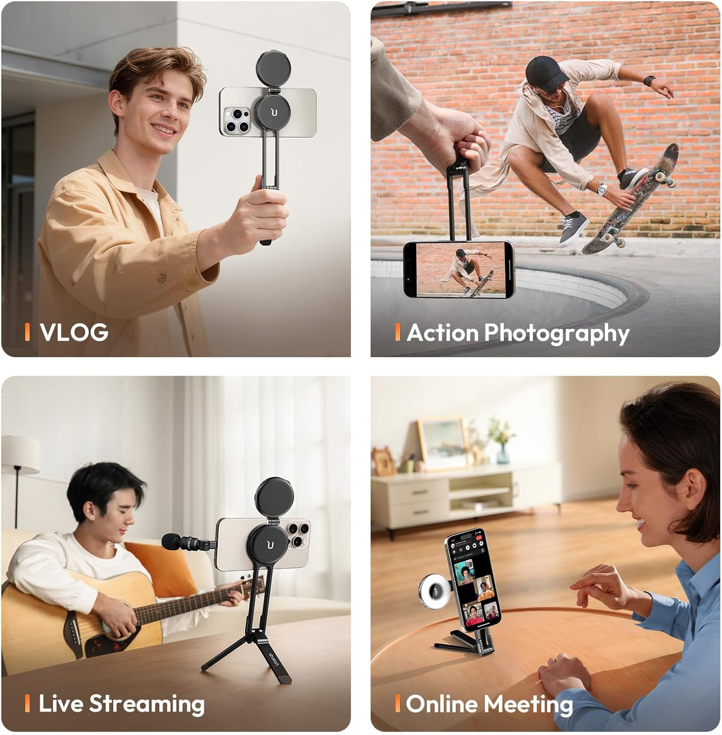 ULANZI 2-in-1 Magnetic Phone Tripod & Selfie Light Kit,MA30 Phone Stand with LM19 2500K-8500K LED Fill Light for Photo/Vlog/Video