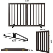 Smart FENDEE Bamboo Dog Gates for Doorways Freestanding Pet Gate, 2 Support Feet, 24H, Brown
