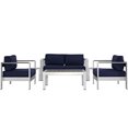 thumbnail image 2 of Modway Shore 6 Piece Outdoor Patio Aluminum Sectional Sofa Set in Silver Navy, 2 of 6