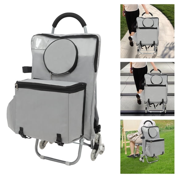 Portable Folding Wheeled Art Chair Cart Rolling Big Chair Cart With Storage