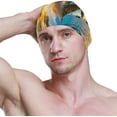 thumbnail image 3 of FYBTO Swimming Cap Sea Sunrise Beach Palm Tree Adult FYBTO Polyester, 3 of 4