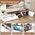 thumbnail image 6 of JOIVI Extendable LED TV Stand, Modern Entertainment Center with 2 Drawers, Sliding Tabletop Media Console with Storage Cabinet for Living Room, White, 6 of 8
