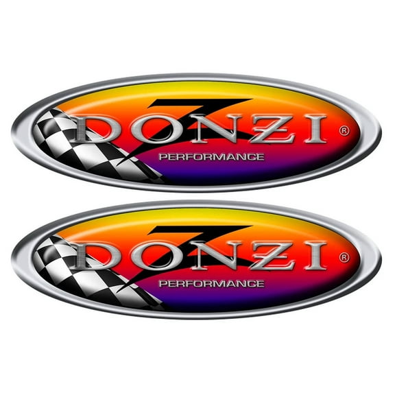 Donzi Two Oval Racing Decals 10x3.5 inches each