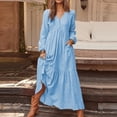 thumbnail image 2 of Wyzesi Robes Grande Taille pour Femmes Robe Maxi Décontractée en Coton et Lin Vintage à Manches Longues avec Jupe Évasée Options de Couleur Pyjamas de Noël Costume, 2 of 4