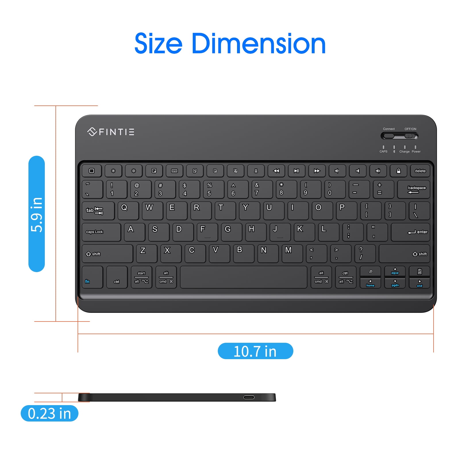 FINTIE 11-Inch Ultrathin Wireless Bluetooth Keyboard Compatible with iPad Samsung Tablet, iPhone Smartphone, iOS, Android Tablets Phone, Black