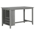 thumbnail image 4 of Besthome 5-Piece Multi-Functional Rubber Wood Counter Height Dining Set with Padded Chairs and Integrated 9 Bar Wine Compartment, Wineglass Holders for Dining Room (Gray), 4 of 9