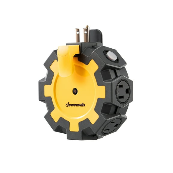 DEWENWILS Heavy Duty 6 Outlet Power Hub with Swivel Safety Covers, Outdoor Extension Cord Adapter, Resettable 15A Circuit Breaker, for Outdoor Lights, Holiday Decorations, Workshop, Jobsite, Garage