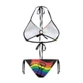 thumbnail image 2 of Chririnla Pride Rainbow Halter Triangle Bikini Set - Empowering Slogan & Raised Fist Design, Quick Dry Two-Piece Swimwear for Beach & Pool Vacations, 2 of 9