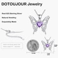 thumbnail image 5 of DVEATR Natural Heart Amethsy Butterfly Pendant Necklace for Women 925 Sterling Silver Vintage Gemstone Crystal Birthstone Jewelry for Mom Wife Her, 5 of 7
