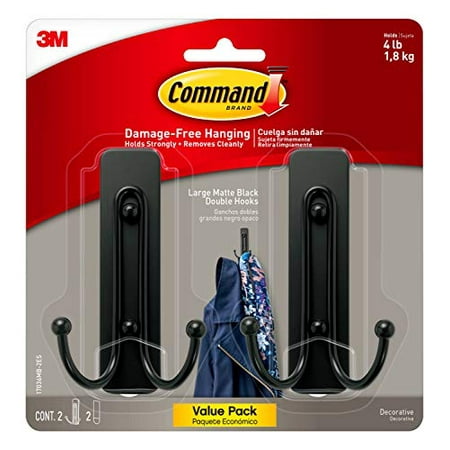 

Command Large Wall Hooks 2 Pack Matte Black Organize Damage-Free