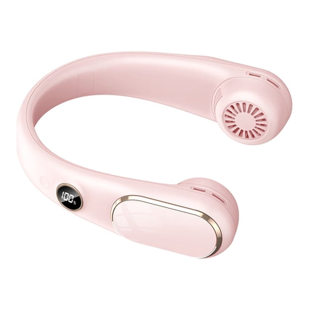 Bearachild Ventilador con pantalla LED USB 2400mAh 4 velocidades Ventiladores de refrigeración de aire ajustables sin aspas Personal Cool Home Electrodomésticos Rosa