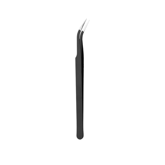 Stainless Steel Tweezers with Curved Pointed Serrated Tip, Curved Tip Tweezers Nippers for Eyelash Extensions and Nail Art Sticker DIY,Black