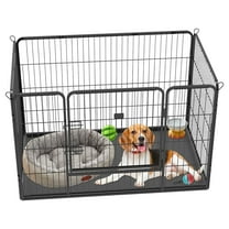 Suchown Heavy Duty Dog Playpen with Removable Bottom Tray, 4-Panel Metal Pet Fence for Indoor Outdoor, Portable Puppy Exercise Pen with Secure Lock, 50"L x 31"W x 24"H
