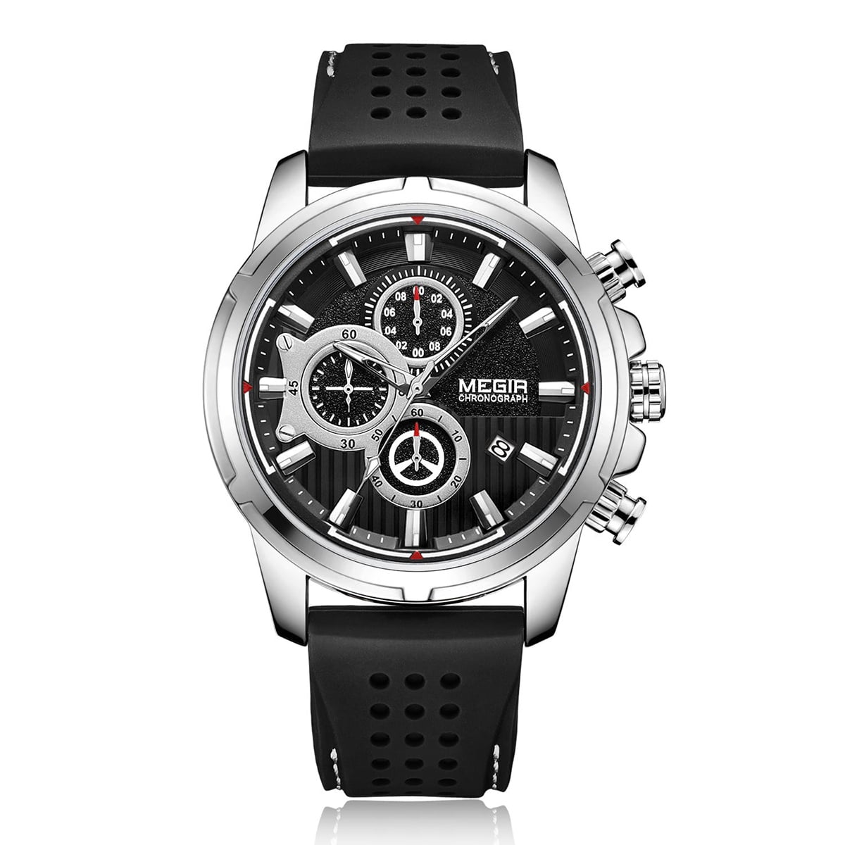 megir 2101 Business Quartz Sports Men Watch 3ATM Waterproof Big Dial Large  Face Wrist Watch Microsecond Second Minute Chronograph Sub-dials Calendar  Clock for Men with Silicone Strap Band - Walmart.com