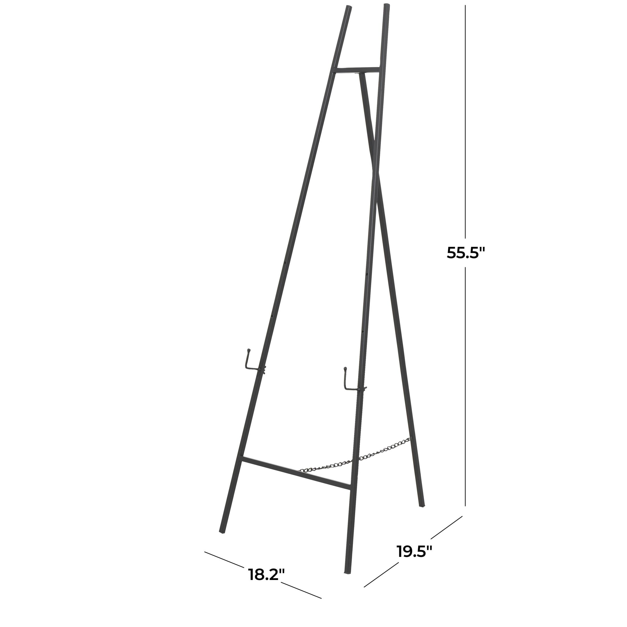 DecMode 20" x 56" Black Metal Tall Adjustable Floor 3 Tier Easel, 1-Piece