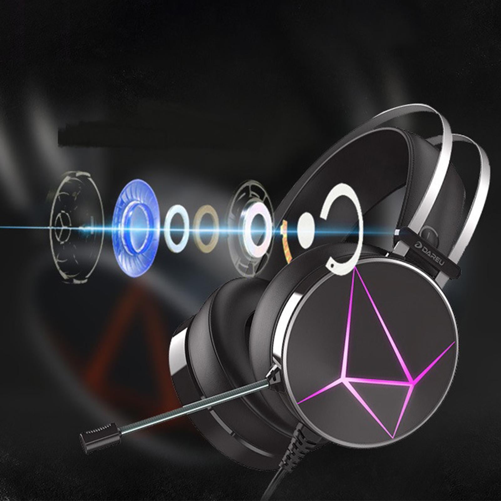Upgrade Headset Foldable LED RGB Light Noise Reduction Stereo Gaming Headphones Microphone for PC PUBG CSGO