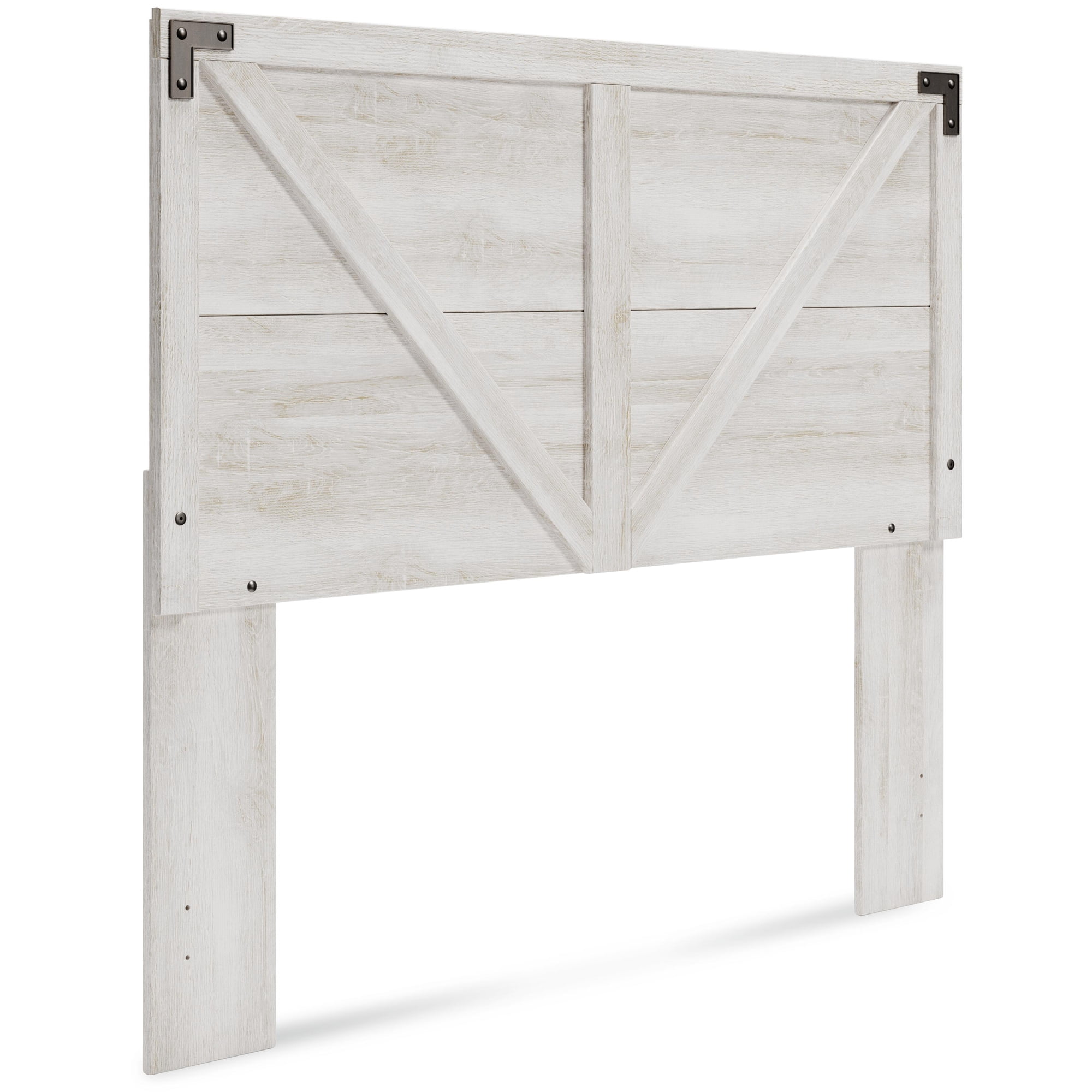 Signature Design by Ashley Shawburn Queen Crossbuck Panel Headboard, Whitewash, Farmhouse Wood-Look Headboard with Rustic Design