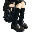 thumbnail image 2 of 1 Pair Leg Warmers Mid Calf Thickened Knitted Lolita Ribbed Keep Warm Solid Color Autumn Winter Women Boot Stoc, 2 of 8