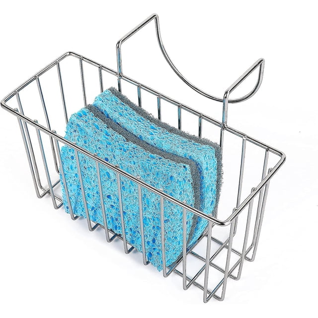 Soporte para esponja de cocina, cesta para fregadero, carrito para fregadero, cepillo, escurridor de líquido para lavavajillas, plateado