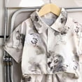 thumbnail image 5 of Boy Outfit Set Toddler Baby Boy Watercolor Floral Print Short Sleeve Button Down Shirt & Shorts 2-Piece Summer Outfit Toddler Boy Short Set, 5 of 6