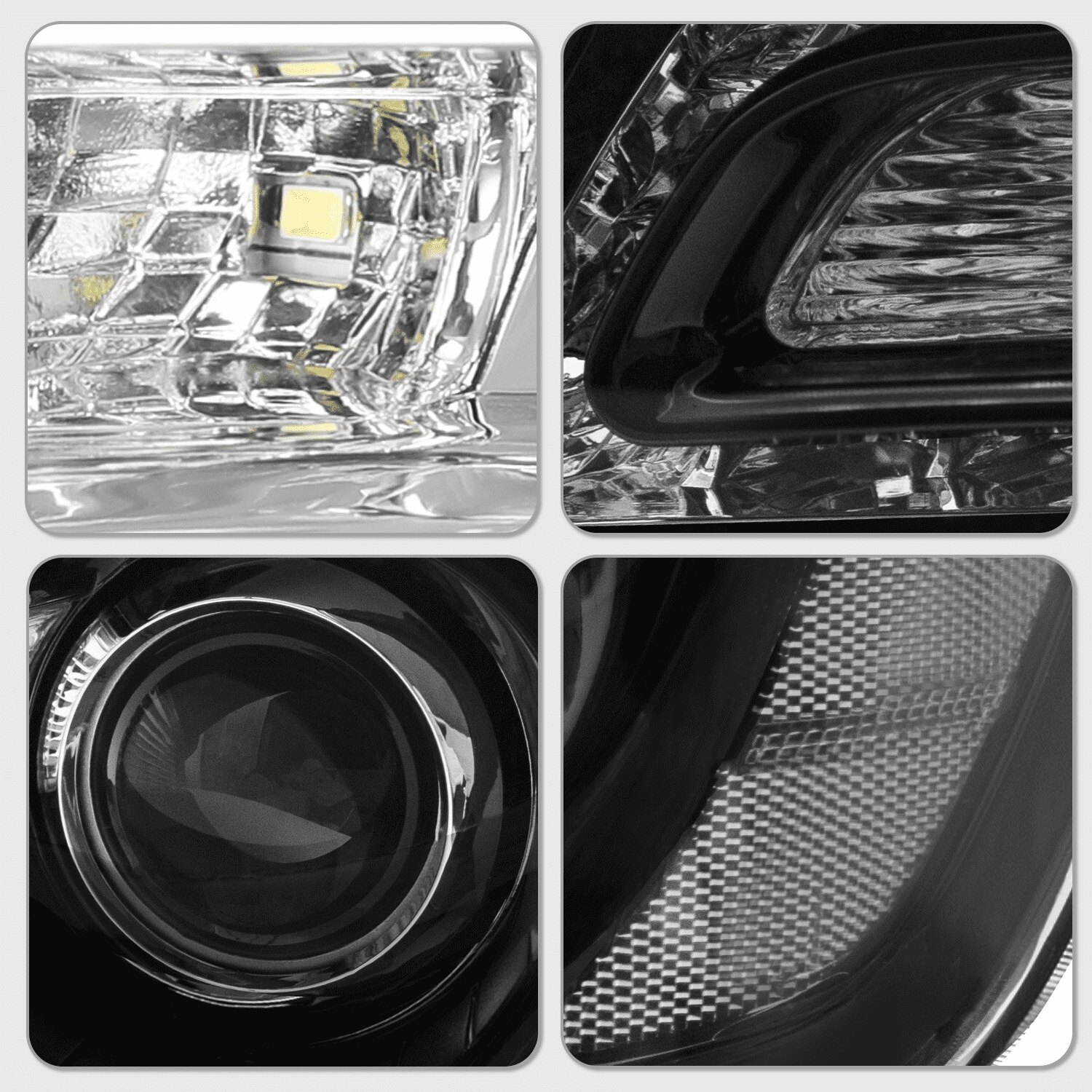 Titans Motors LED DRL Projector Headlights for 2011–2023 Chrysler 300 — Black Housing Headlamp Assembly with Bulbs, Left and Right Pair